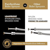 Purrfectzone Bidet Sprayer for Toilet, Handheld Sprayer Kit, Cloth Diaper Sprayer Set - Easy to Install - Stainless Steel