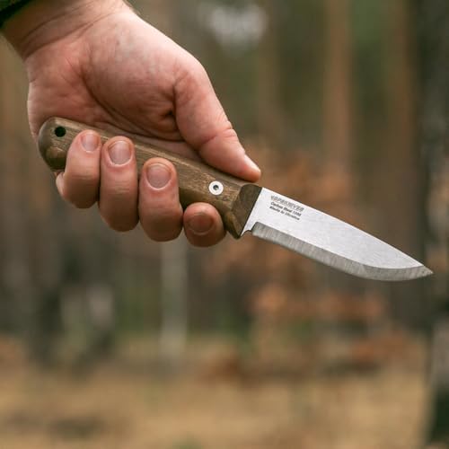 BPS Knives Bushmate 2.0 Designed by DBK - Bushcraft Knife - Fixed-Blade Carbon Steel Knife with Leather Sheath & Firestarter - Outdoor Full Tang Camping Survival Knives