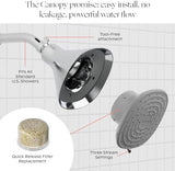 Canopy Filtered Shower Head - High Pressure Shower Head Filter for Hard Water - Shower Filter To Remove Impurities for Healthier Scalp, Skin & Hair - Reduce Dry Skin & Breakage - Black Shower Head