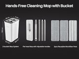 JOYMOOP Mop and Bucket with Wringer Set for Home, Flat Mop and Bucket System, Mops for Floor Cleaning and Wall Cleaner, with 3 Reusable Microfiber Mop Pads
