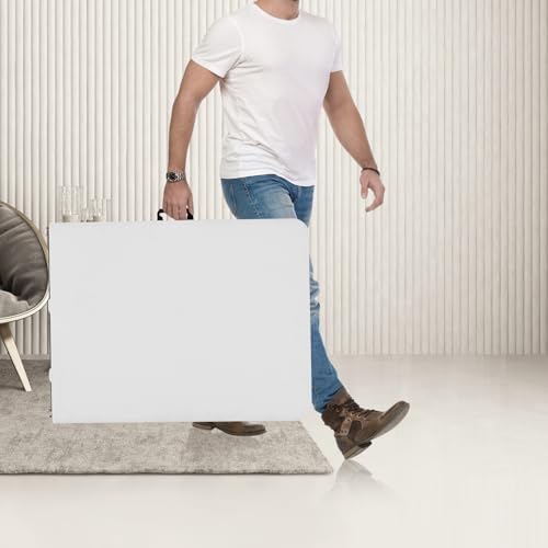 FWTI Deal 6 Feet Foldable Table, Built in Carrying Handle & Alloy Steel Legs, Heavy Duty Portable for Party, Dining, Wedding, Events, Picnic, Indoor, Outdoor, Camping, Utility, White