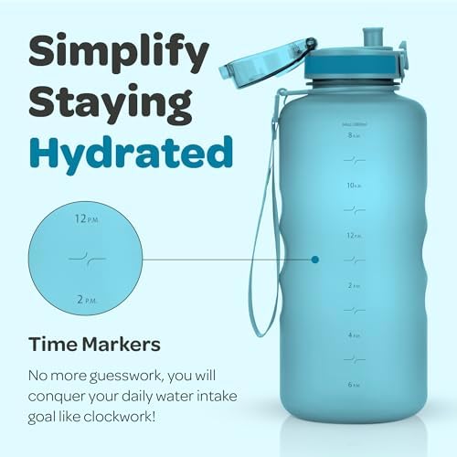 Hydracy Water Bottle with Time Marker -Large BPA Free Water Bottle & No Sweat Sleeve -Leak Proof Gym Bottle with Fruit Infuser Strainer & Times to Drink -Ideal for Fitness Sports & Outdoors