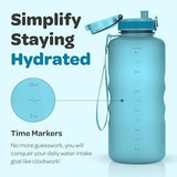 Hydracy Water Bottle with Time Marker -Large BPA Free Water Bottle & No Sweat Sleeve -Leak Proof Gym Bottle with Fruit Infuser Strainer & Times to Drink -Ideal for Fitness Sports & Outdoors