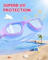 Kids Swim Goggles,Swimming Goggles for Kids 6-14, Anti-Fog UV Protection Pool Glasses for Boys Girls