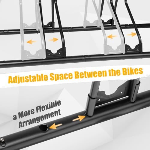 CyclingDeal Bike Rack Floor Parking Bike Stand for up to 6 Bicycles | Indoor, Home & Garage Storage Rack | Stable & Secure Bicycle Stand w/Tire Grooves Up to 29", Holding Plates & Custom Spacing
