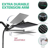 Shower Head,10”Rain Shower Head with Handheld Spray Combo and Adjustable Extension Arm/3-Way Flow Regulator/Shower System,High Pressure Rain Fall Hose,Matt Black