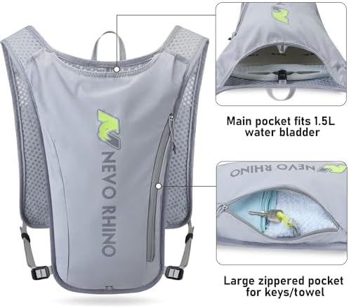 N NEVO RHINO Running Vest,Hydration Vest 5.5L with 1.5L Water Bladder,Lightweight Hydration Pack Water Backpack for Hiking Race