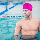 Womens Silicone Swim Cap for Long Hair,3D Ergonomic Design Silicone Swimming Caps for Women Kids Men Adults Boys Girls with Ear Plug and Nose Clip