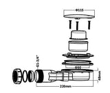 Sandy Beach Black Shower Waste Trap - 90mm Shower Waste Trap, Slimline Black Shower Waste 90mm - Black Shower Tray Waste Trap, Shower Tray Trap - Black Shower Trap - 90mm Diameter 48mm Depth