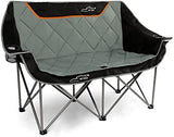 FAIR WIND Oversized Fully Padded Camping Chair Folding Loveseat Camping Couch Double Duo Chair Heavy Duty Quad Fold Arm Chair with Cup Hold - Supports 650 LBS Black