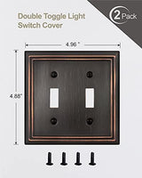 Double Toggle Wall Plate, Decorative Aged Bronze Light Switch Cover, Metal Switch Plate Cover, 2-Gang, Midize, 2 Pack