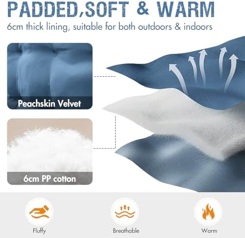 PORTAL Double Camping Chair Sofa 2 Person Loveseat Folding Thicken Camp Chair for Adults with Cup Holder, Outdoors Lawn Camp Soccer Sports, Support 600 lbs (Blue)