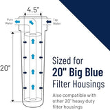 Pentair Pentek DGD-5005-20 Big Blue Water Filter, 20-Inch Whole House Sediment Filter Cartridge Replacement, Dual-Gradient Density Spun Polypropylene, 20" x 4.5", 5 Micron, Pack of 1, White