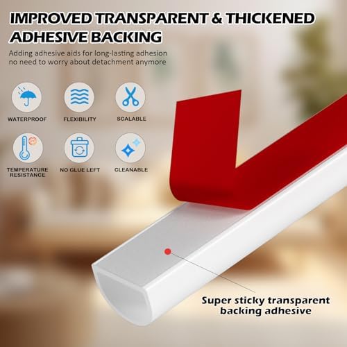 Weather Stripping Door Seal - Self Adhesive Weather Strip Silicone D Shaped Seal Strip for Door Frame/Window Seal (40FT White 3/8" W × 1/4" T)
