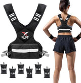 Adjustable Weighted Vest for Women & Men,4-10lb/11-20lb/20-32lb Vest with 6 Ironsand Weights for Strength Training,Weight Vest with Reflective Strip for Running Walking Exercise Workout