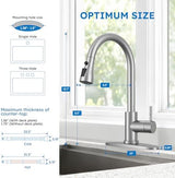 Arofa Kitchen Faucet with Pull Down Sprayer, Brushed Nickel Kitchen Sink Faucet Single Handle Stainless Steel for 1 or 3 Hole Farmhouse Laundry Utility Rv Bar Sinks