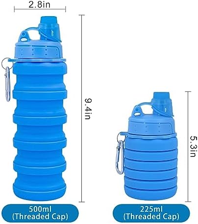 Collapsible Water Bottles Travel water bottle Sports Portable Sport Water Bottle Reusable Water Bottles comes with mountaineering Buckle 500ml silicone Water-proof camping water bottle