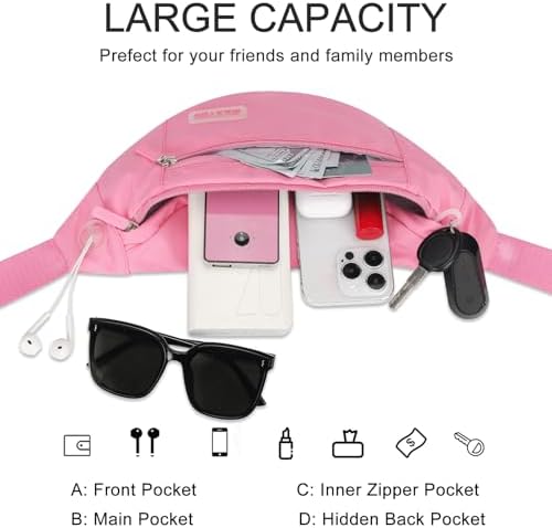 MAXTOP Large Crossbody Fanny Pack with 4-Zipper Pockets,Gifts for Enjoy Sports Festival Workout Traveling Running Casual Hands-Free Wallets Waist Pack Phone Bag Carrying All Phones