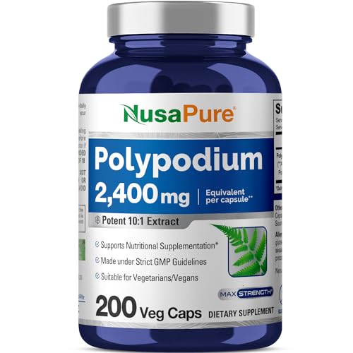 NusaPure Polypodium Leucotomos Extract 2400mg 200 Veggie Capsules (Vegetarian, Non-GMO, Gluten-Free)