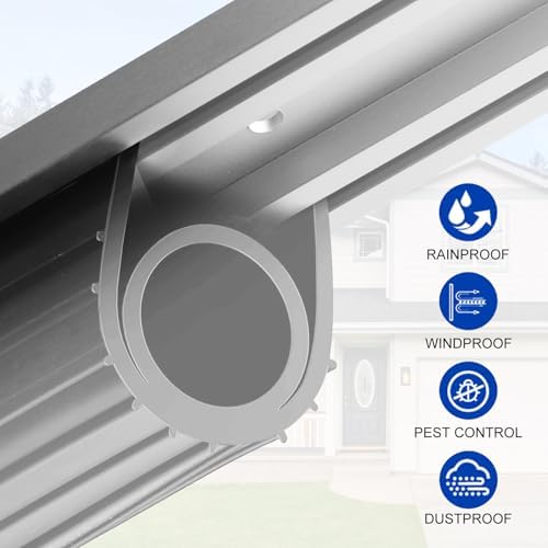 DGSL Garage Door Seals Bottom Rubber，Weather Stripping Sealing Strip Replacement,Universal Weatherproof Threshold Buffering (Grey, 16 Ft)