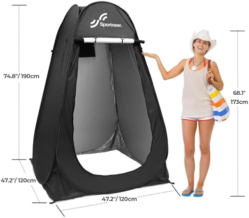 Sportneer Pop Up Privacy Shower Tent, Portable Changing Room Pop Up Changing Tent 75inches x 47inches x 47inches Shower Tent with Carry Bag for Camping & Beach, Easy Set Up, Foldable