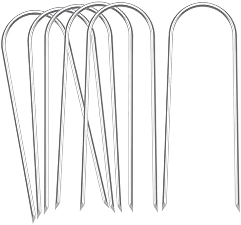 Heavy Duty Trampoline Stakes Anchors High Wind Stakes U- Shaped Sharp Ends Ground Anchor Galvanized Steel 11.8inch Safety Stakes for Soccer, Tents and Garden Decorations