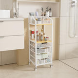 HapiRm Makeup Organizer Storage Cart - Floor Skincare Make Up Storage with 4 Drawers, Rolling Makeup Cart Vanity Organizer Cosmetics Display Cases Holder for Skin Care Perfume Nail Polish