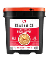 READYWISE - Variety Pack Bucket, 104 Servings, Emergency, MRE Meal & Drink Supply, Premade, Freeze Dried Survival Food, Hiking, Adventure and Camping Essentials, Individually Packaged, 25 Year Shelf Life