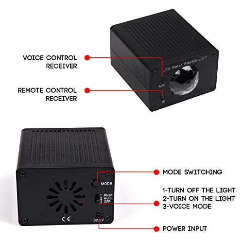 16 Color Water Ripple Lights, Sound Activated Flash Water Wave Lights Party Lighting LED Water Effect Projector Holiday Light with Remote for Disco Christmas Halloween Wedding Kids Room