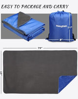 DUKUSEEK Outdoor Waterproof Stadium Blanket, XL Large (79x56) Hooded Stadium Blankets with Fleece,Portable,Warm Outside Blankets for Cold Weather, Camping, Sports, Beach, Football, Festivals…
