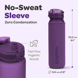 Hydracy Water Bottle with Time Marker -Large BPA Free Water Bottle & No Sweat Sleeve -Leak Proof Gym Bottle with Fruit Infuser Strainer & Times to Drink -Ideal for Fitness Sports & Outdoors