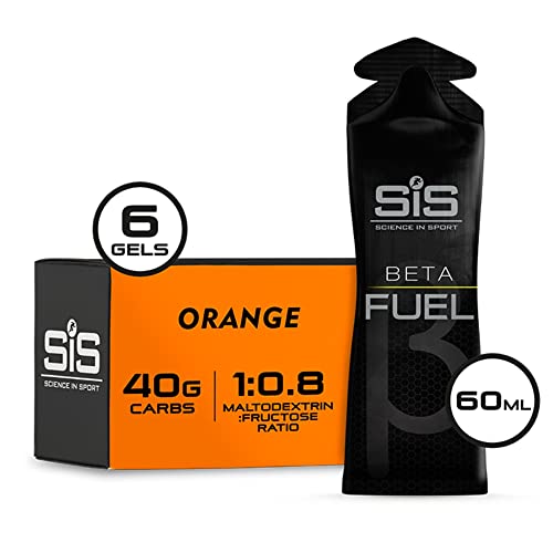 12 Pack Science in Sport Beta Fuel Gels Dual Source Energy Gel, Orange Flavour, 40g of Carbs Per Pack, 60 ml Pack