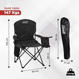 Coleman Portable Quad Camp Chair with 4-Can Cooler, Cushioned Seat & Back with Side Pockets & Cup Holder, Carry Bag Included