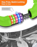 Sportneer Bike Lock: 5 Digit Combination High Security Anti Theft Bike Chain Lock - 3.2/3.6/4ft Heavy Duty Keyless Bicycle Lock for Bike, Motorcycle, Scooter, Door & Gate - 4/6mm Thick, Easy to Use