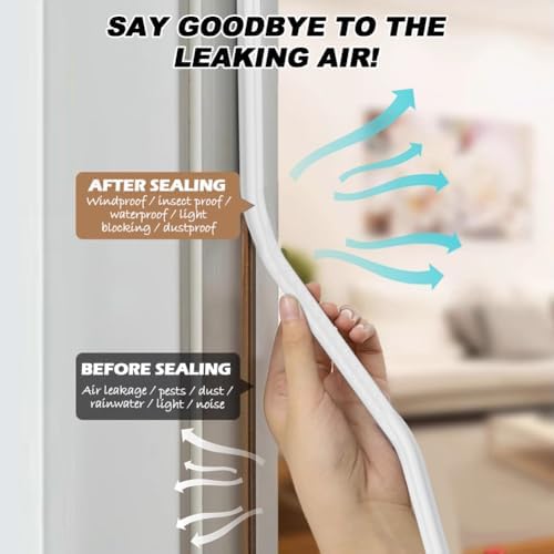 40FT Kerf Weather Stripping Door Seal Soundproof Weather Strips Seal Strip for Door Frame Exterior Weather Stripping (40FT,White,4 Gaskets)