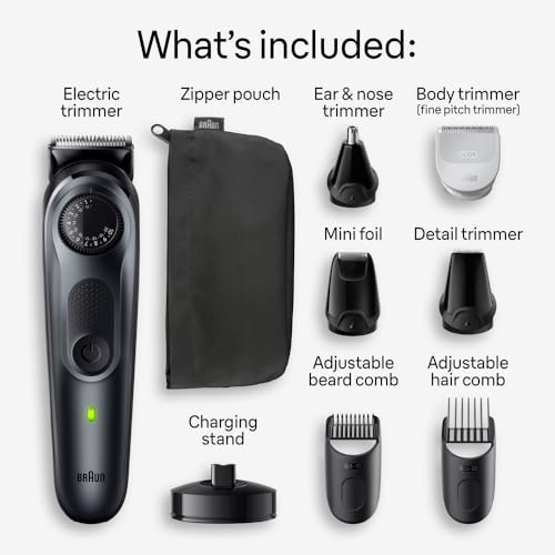 Braun All-in-One Style Kit Series 5 5490, 9-in-1 Trimmer for Men with Beard Trimmer, Body Trimmer for Manscaping, Hair Clippers & More, Ultra-Sharp Blade, 40 Length Settings, Waterproof