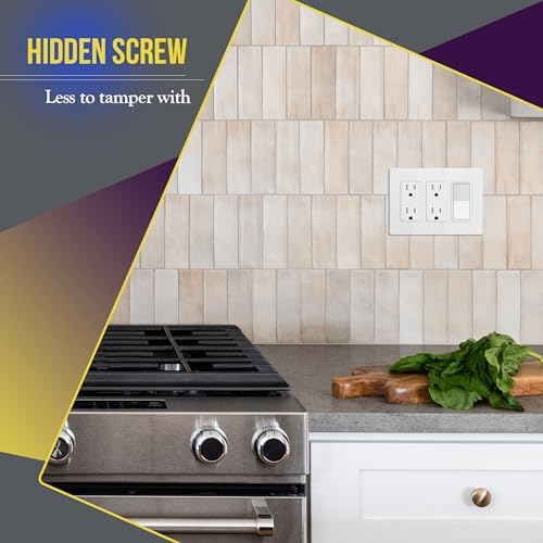 ENERLITES Screwless Decorator Wall Plate Child Safe Cover, Size 3-Gang 4.68" H x 6.53" L, Unbreakable Polycarbonate Thermoplastic, SI8833-W-5PCS, Glossy, White (5 Pack)