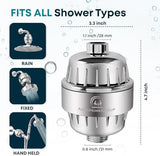 AquaHomeGroup 20 Stage Shower Head Filter with Vitamin C E A for Hard Water - High Output Filter to Remove Chlorine and Fluoride - 2 Replacement Cartridges - Consistent Flow Showerhead Filters