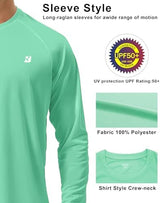 Roadbox Mens UPF 50+ UV Sun Protection Shirts Outdoor Long Sleeve SPF Rash Guard for Fishing Hiking Swimming Running