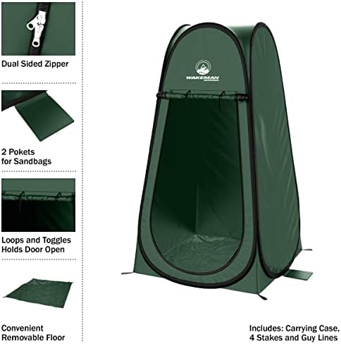 Pop Up Pod - Privacy Shower Tent, Dressing Room, or Portable Toilet Stall with Carry Bag for Camping, Beach, or Tailgate by Wakeman Outdoors