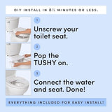 TUSHY Fresh Bidet: Ultra Slim Toilet Seat Attachment (Non-Electric Self-Cleaning Hygienic Nozzle) Easy DIY Install <10 Min (Adjustable Water Pressure Control), Matte Brass Knob