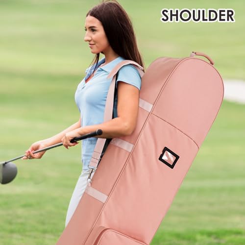 Golf Travel Bags for Airlines with Adjustable Support Rod and Detachable Shoulder Straps, Soft Foldable Golf Club Travel Covers, 900D Heavy Duty Oxford -Universal Size