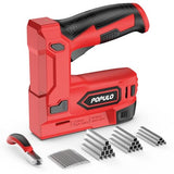 POPULO Electric Staple Gun, 2 in 1 Electric Stapler Tacker 4V Cordless Brad Nailer Kit, Battery Powered Nail Gun for Upholstery, Carpentry, DIY with Staple Remover, 1550 Staples and Nails