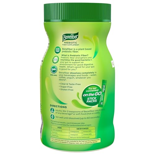 Benefiber Daily Prebiotic Fiber Supplement Powder for Digestive Health, Unflavored - 125 Servings (17.6 Ounces)