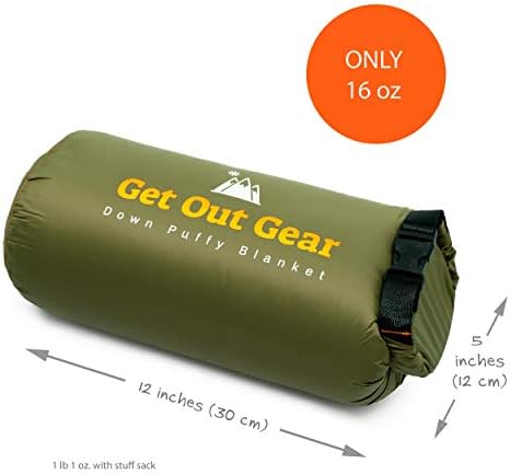 Down Camping Blanket - Puffy, Packable, Lightweight and Warm | Ideal for Outdoors, Travel, Stadium, Festivals, Beach, Hammock | 650 Fill Power Water-Resistant Backpacking Quilt