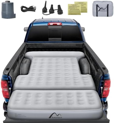Tailgate Extendable Truck Bed Mattress with Built-in Pump, Heavy-Duty, Truck Bed Air Mattress for 5.5-5.8ft Full Size, Easy Setup, Large Carry Bag, Leak-Resistant Truck Mattress for Camping