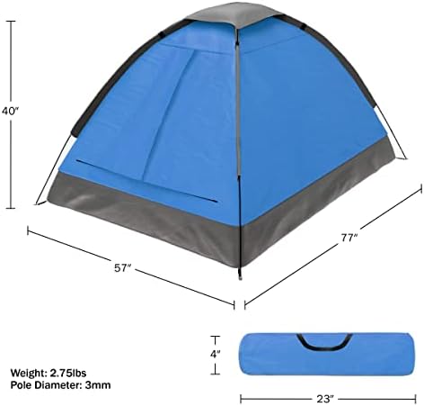 2 Person Camping Tent with Rain Fly and Carrying Bag - Lightweight Outdoor Tent for Backpacking, Hiking, or Beach Use by Wakeman Outdoors