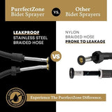 Purrfectzone Black Bidet Sprayer for Toilet, Handheld Bidet Shower Kit, Easy-to-Install Toilet Bidet Handheld Set, Hand Held Stainless Steel Bidet with Adjustable Flow, Cloth Diaper Sprayer