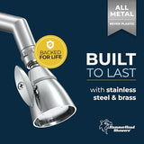 HammerHead Showers® ALL METAL 2 Inch High Pressure Shower Heads - CHROME – California Compliant 1.75 GPM Low Flow Rate - High Flow Shower Head with ADJUSTABLE SPRAY PATTERN - Fixed Shower Head