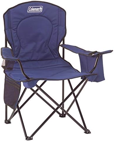Coleman Portable Quad Camp Chair with 4-Can Cooler, Cushioned Seat & Back with Side Pockets & Cup Holder, Carry Bag Included